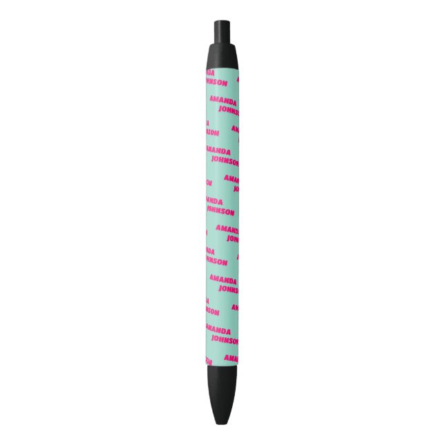 Stylo Noir Motif de nom de script de monogramme vert rose ten (devant Vertical)