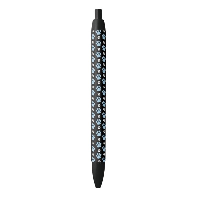 Stylo Noir Motif De Pailles, Paniers Bleus, Pailles De Chien, (devant Vertical)