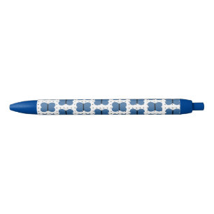 Stylo Noir Motif de papillon bleu sur les points noirs