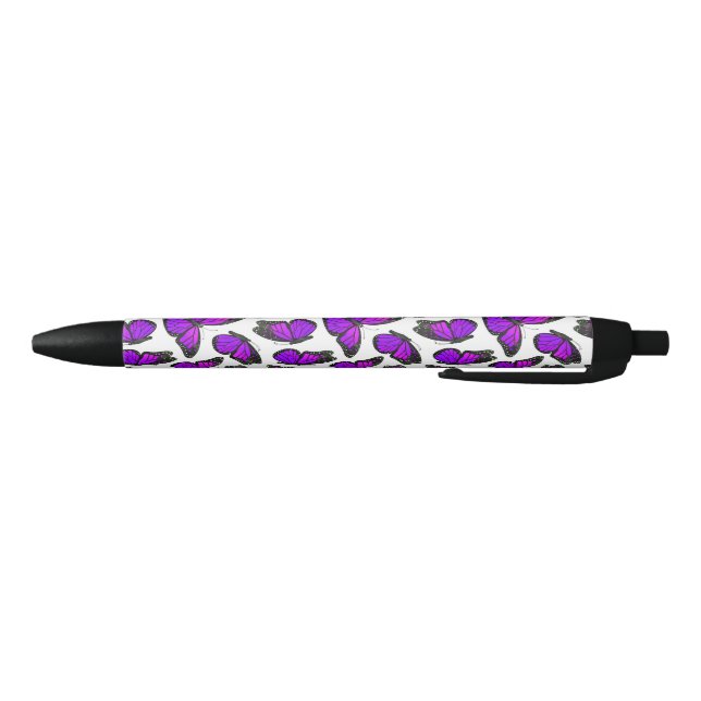 Stylo Noir Motif de papillon pourpre de monarque (Bas)
