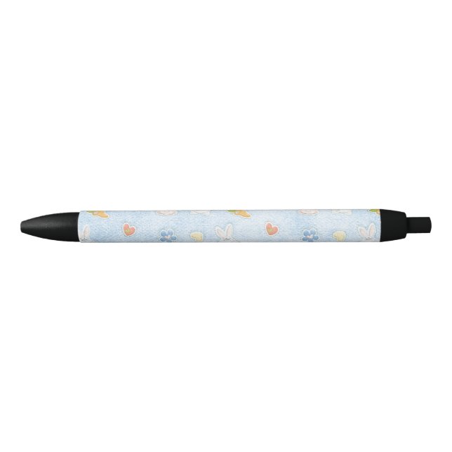 Stylo Noir Motif de Pâques Bleu (Devant)