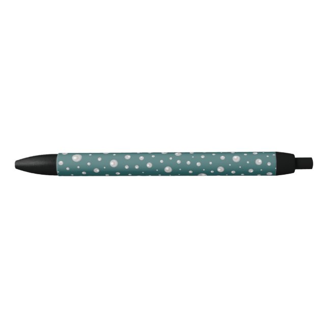 Stylo Noir Motif de perle sur fond sarcelle transformateur (Devant)
