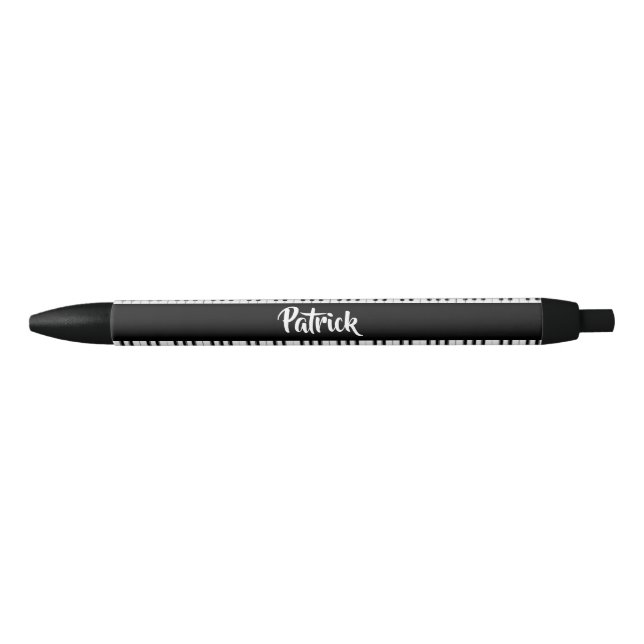 Stylo Noir Motif de piano noir et blanc (Devant)