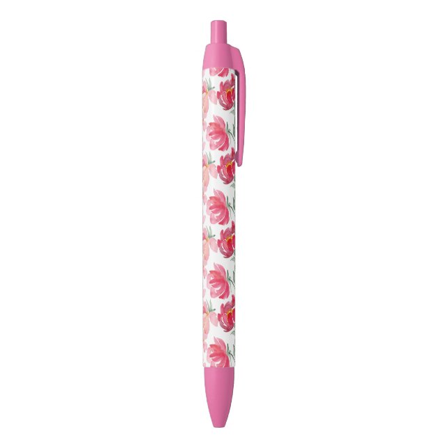 Stylo Noir Motif de pivoine d'aquarelle (Bas (Vertical))