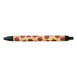 Stylo Noir Motif de pizza de pepperoni