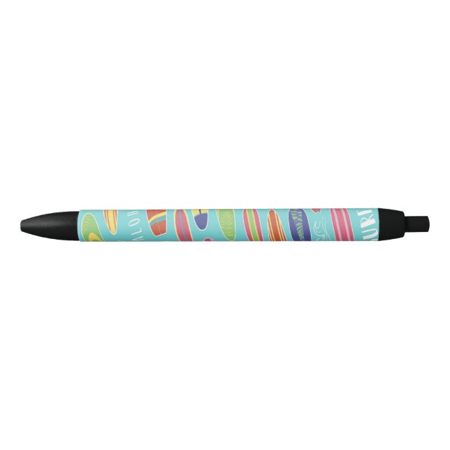 Stylo Noir Motif de planche de surf Surf Aloha (Devant)