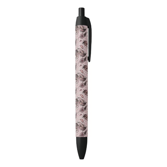 Stylo Noir Motif de plume de paon (Bas (Vertical))