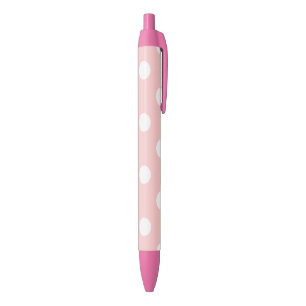 Stylo Noir Motif de point rose et blanc de polka