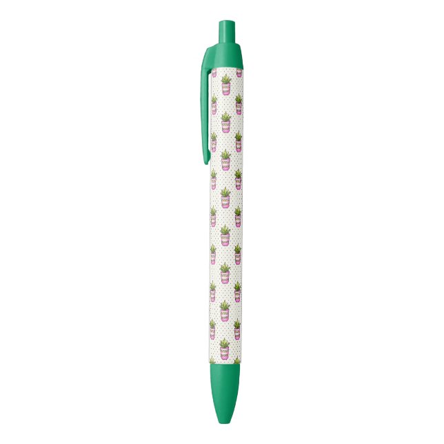 Stylo Noir Motif de point succulent de polka d'aquarelle (Haut (Vertical))
