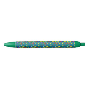Stylo Noir Motif de points colorés