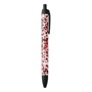 Stylo Noir Motif de points rouges