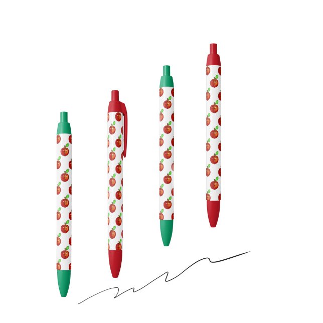 Stylo Noir Motif de pomme rouge drôle (Créateur téléchargé)