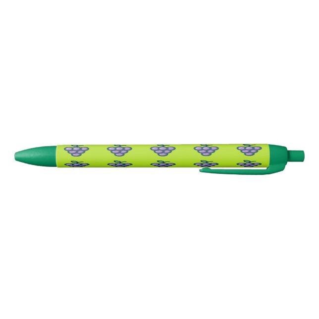 Stylo Noir Motif de raisins violets sur vert (Bas)