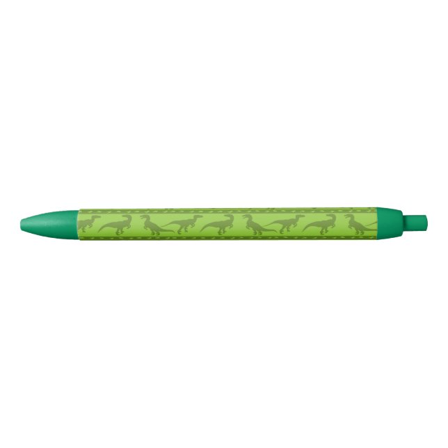 Stylo Noir Motif de Raptor Vert (Devant)