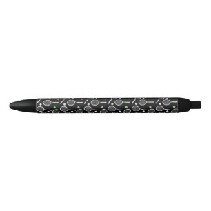 Stylo Noir Motif de raquette de tennis noir