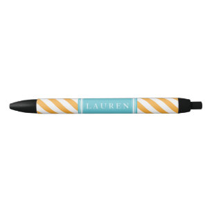Stylo Noir Motif de rayures d'orange et d'Aqua