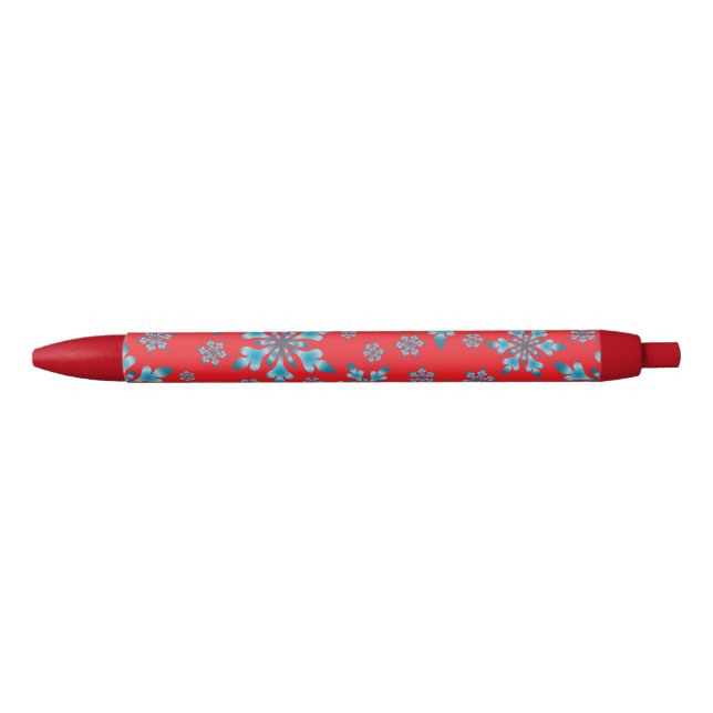 Stylo Noir Motif de snowflakes (Devant)