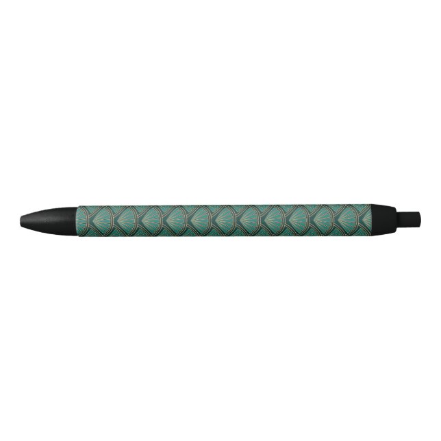 Stylo Noir Motif de style Art déco en vert turquoise (Devant)