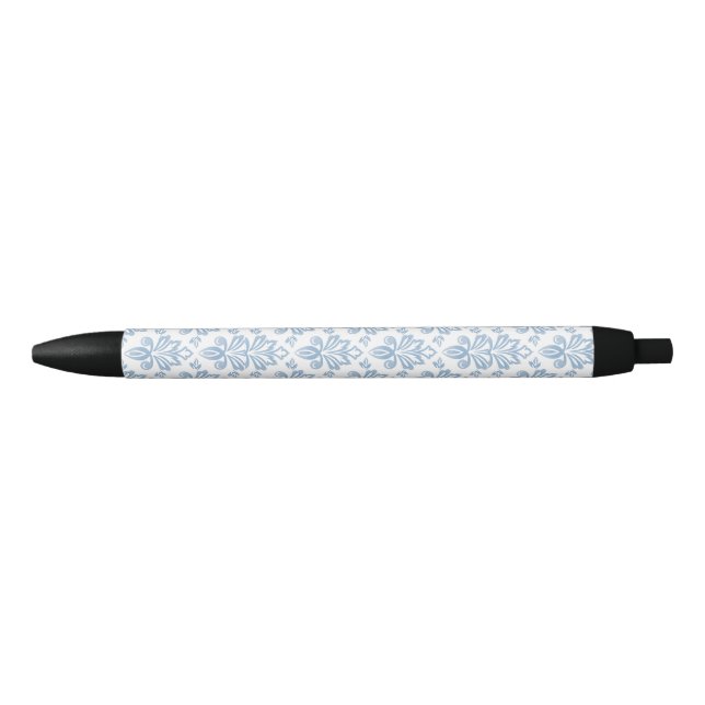 Stylo Noir Motif de toile bleu français (Devant)