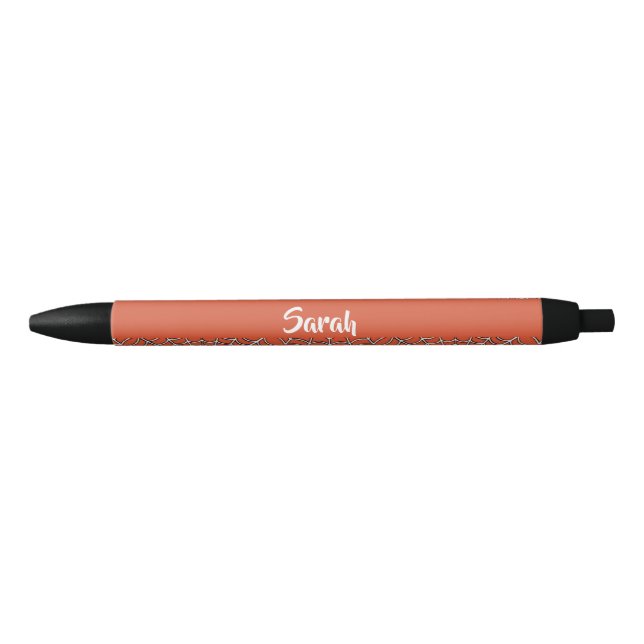Stylo Noir Motif de toiles d'araignées blanches (Devant)