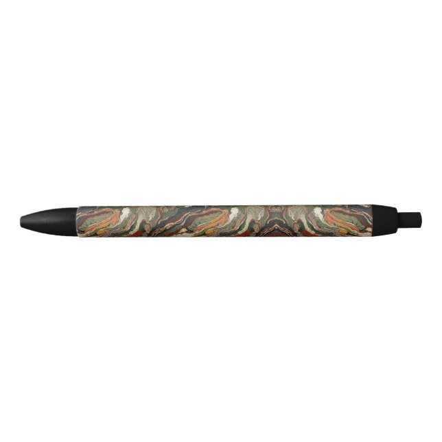 Stylo Noir Motif de tourbillon de tons de terre abstraits (Devant)