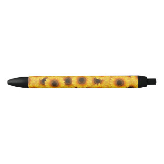 Stylo Noir Motif de tournesol, beauté jaune,