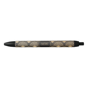 Stylo Noir Motif de ventilateur géométrique Monogram Gatsby A