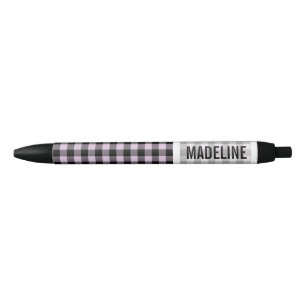 Stylo Noir Motif de vérification de la sériole de bison rose 