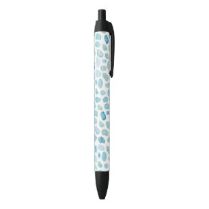 Stylo Noir Motif de verre de mer bleu