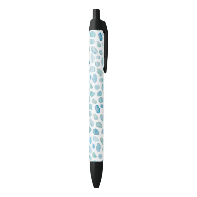 Stylo Noir Motif de verre de mer bleu (Bas (Vertical))