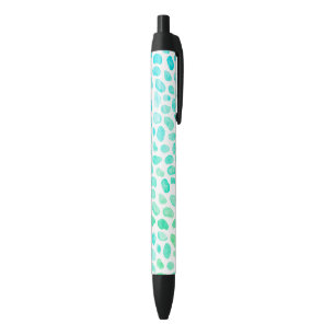 Stylo Noir Motif de verre de mer bleu