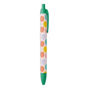 Stylo Noir Motif de visage joyeux souriant coloré