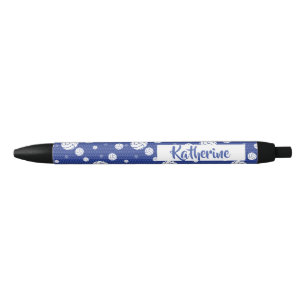 Stylo Noir Motif de volley-ball bleu et blanc