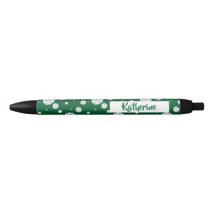 Stylo Noir Motif de volley-ball vert et blanc