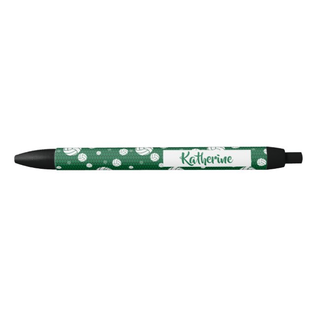 Stylo Noir Motif de volley-ball vert et blanc (Devant)