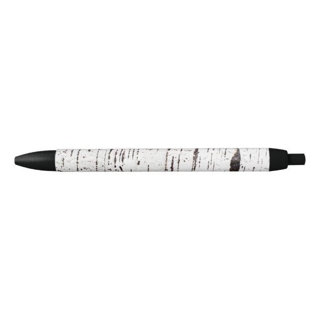 Stylo Noir Motif d'écorce de bouleau (Devant)