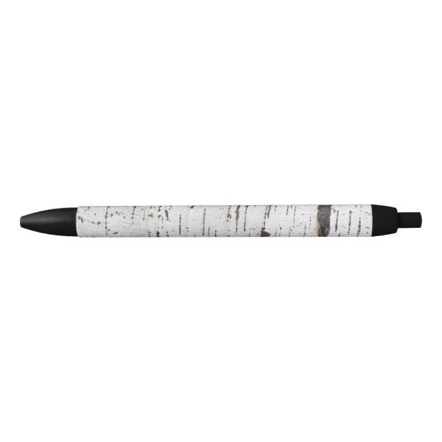 Stylo Noir Motif d'écorce de bouleau (Devant)