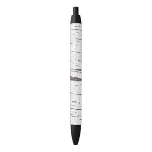 Stylo Noir Motif d'écorce de bouleau