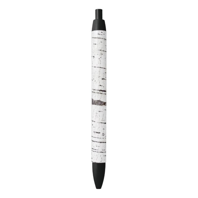 Stylo Noir Motif d'écorce de bouleau (devant Vertical)