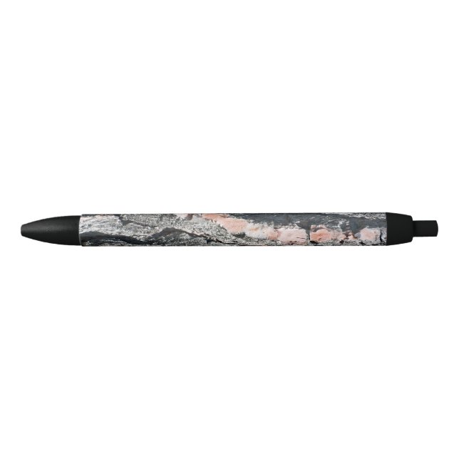 Stylo Noir Motif d'écorce de pin (Devant)