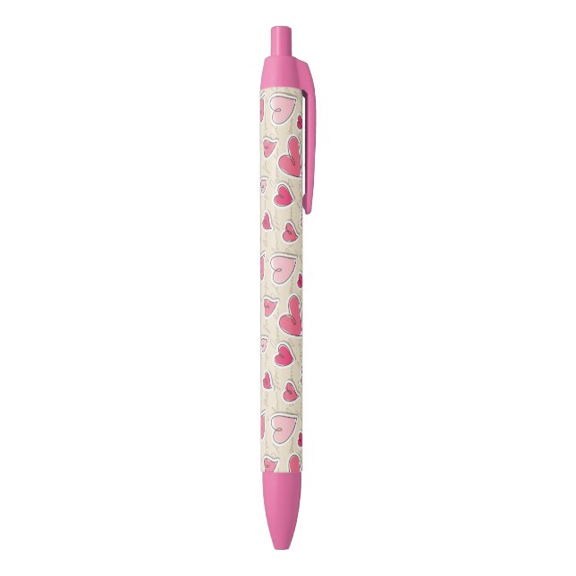 Stylo Noir Motif des coeurs (Bas (Vertical))