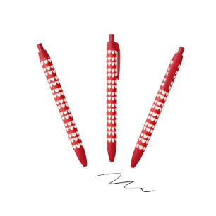Stylo Noir Motif des coeurs blancs