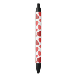 Stylo Noir Motif Des Coeurs, Coeurs Rouges, Motif Des Coeurs