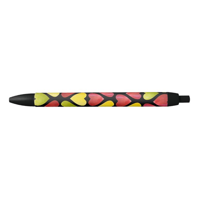 Stylo Noir Motif des coeurs colorés Apple (Devant)