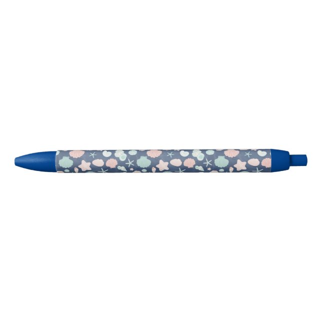 Stylo Noir motif des coquillages (Devant)