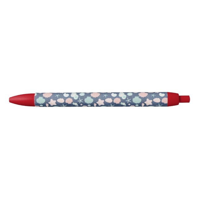 Stylo Noir motif des coquillages (Devant)