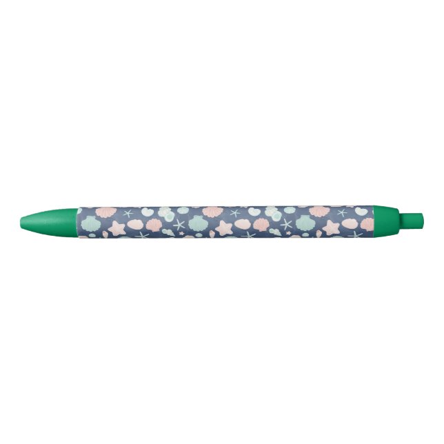 Stylo Noir motif des coquillages (Devant)