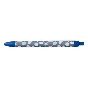 Stylo Noir motif des coquillages