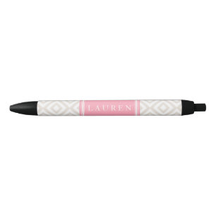 Stylo Noir Motif des diamants beiges de lin