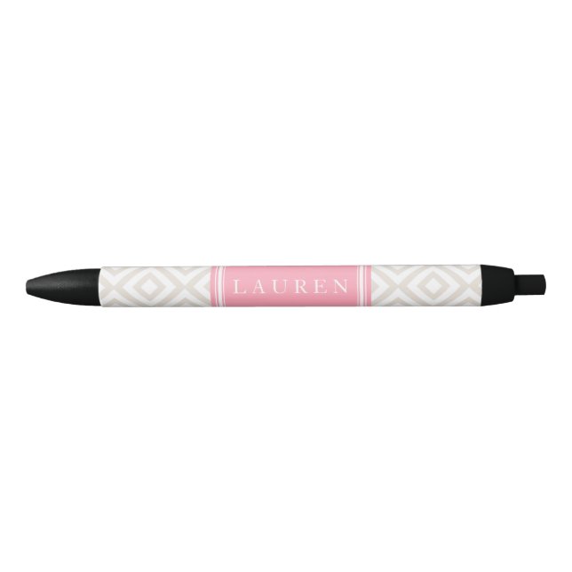 Stylo Noir Motif des diamants beiges de lin (Devant)